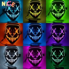 Mặt Nạ Phát Sáng Halloween Đa Sắc Với LED - Phong Cách Hacker Dạ Quang Độc Đáo Cho Tiệc Cosplay
