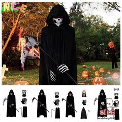 Bộ Trang Phục Thần Chết Grim Reaper Halloween - Áo Choàng Đen Bí Ẩn, Găng Tay và Mặt Nạ Cosplay cho Tiệc Ma Quái