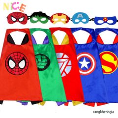 Bộ Áo Choàng Siêu Anh Hùng Avengers - Mặt Nạ Hóa Trang Captain America, Spider-Man, Iron Man, Batman cho Trẻ Em 3-10 Tuổi