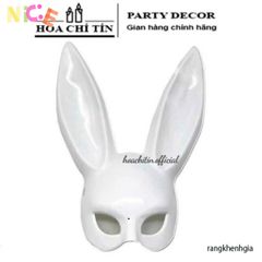 Mặt Nạ Halloween Thỏ Bunny Đen Trắng - Tai Dài, Phụ Kiện Hóa Trang Độc Đáo, Được Làm Từ Nhựa Mềm Dẻo, Phù Hợp Với Mọi Kích Cỡ