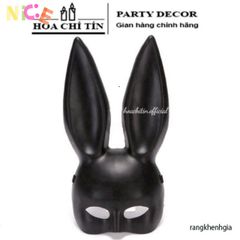 Mặt Nạ Halloween Thỏ Bunny Đen Trắng - Tai Dài, Phụ Kiện Hóa Trang Độc Đáo, Được Làm Từ Nhựa Mềm Dẻo, Phù Hợp Với Mọi Kích Cỡ