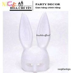 Mặt Nạ Halloween Thỏ Bunny Đen Trắng - Tai Dài, Phụ Kiện Hóa Trang Độc Đáo, Được Làm Từ Nhựa Mềm Dẻo, Phù Hợp Với Mọi Kích Cỡ