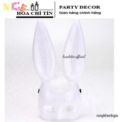Mặt Nạ Halloween Thỏ Bunny Đen Trắng - Tai Dài, Phụ Kiện Hóa Trang Độc Đáo, Được Làm Từ Nhựa Mềm Dẻo, Phù Hợp Với Mọi Kích Cỡ