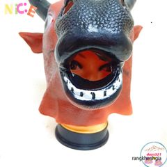 Mặt Nạ Halloween Con Bò Tót Màu Đen - Phụ Kiện Hóa Trang Độc Đáo Cho Tiệc Tùng, Lễ Hội, Video Trực Tuyến