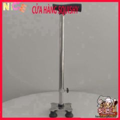 Gậy Tập Đi 4 Chân INOX Điều Chỉnh Chiều Cao - Hỗ Trợ An Toàn Cho Người Cao Tuổi, Thiết Bị Chăm Sóc Sức Khỏe Ngày Hàng