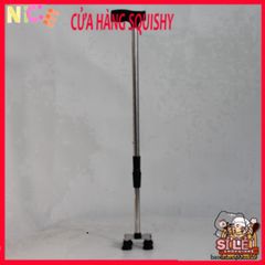 Gậy Tập Đi 4 Chân INOX Điều Chỉnh Chiều Cao - Hỗ Trợ An Toàn Cho Người Cao Tuổi, Thiết Bị Chăm Sóc Sức Khỏe Ngày Hàng