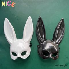 Mặt Nạ Hóa Trang Thỏ Bunny Đen Trắng - Phụ Kiện Halloween Tai Dài Độc Đáo Cho Nam Nữ - Giao Hàng Siêu Tốc