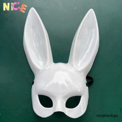 Mặt Nạ Hóa Trang Thỏ Bunny Đen Trắng - Phụ Kiện Halloween Tai Dài Độc Đáo Cho Nam Nữ - Giao Hàng Siêu Tốc