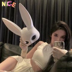 Mặt Nạ Hóa Trang Thỏ Bunny Đen Trắng - Phụ Kiện Halloween Tai Dài Độc Đáo Cho Nam Nữ - Giao Hàng Siêu Tốc