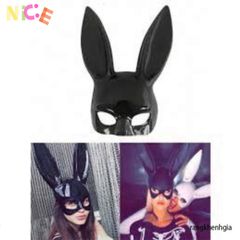 Mặt Nạ Hóa Trang Thỏ Bunny Đen Trắng - Phụ Kiện Halloween Tai Dài Độc Đáo Cho Nam Nữ - Giao Hàng Siêu Tốc