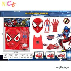 Bộ đồ hóa trang Spider-Man hoàn chỉnh - Áo choàng, mặt nạ LED, găng tay và đồ chơi siêu anh hùng cho trẻ em - Quà tặng sáng tạo thú vị