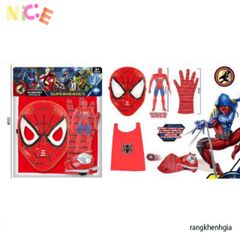 Bộ đồ hóa trang Spider-Man hoàn chỉnh - Áo choàng, mặt nạ LED, găng tay và đồ chơi siêu anh hùng cho trẻ em - Quà tặng sáng tạo thú vị