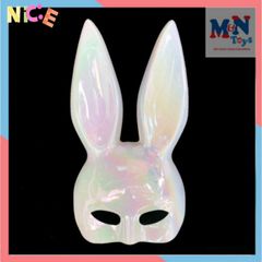 Mặt Nạ Hóa Trang Thỏ Bunny Ánh Xà Cừ Tai Dài - Phụ Kiện Halloween Cho Trẻ Em & Người Lớn, Độc Đáo & Bắt Mắt