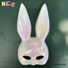 Mặt Nạ Hóa Trang Thỏ Bunny Ánh Xà Cừ Tai Dài - Phụ Kiện Halloween Cho Trẻ Em & Người Lớn, Độc Đáo & Bắt Mắt