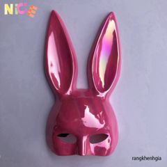 Mặt Nạ Hóa Trang Thỏ Bunny Ánh Xà Cừ Tai Dài - Phụ Kiện Halloween Cho Trẻ Em & Người Lớn, Độc Đáo & Bắt Mắt