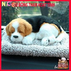 Thú Bông Cún Cute Vàng Đen - Khử Mùi Ô Tô & Không Khí Sạch Nhờ Than Hoạt Tính - Đồ Trang Trí Dễ Thương cho Xe Hơi
