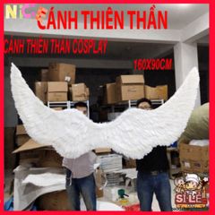 Cánh Hóa Trang Ma Quái Đen Trắng 160x90CM - Phụ Kiện Cosplay Độc Đáo với Lông Vũ Cao Cấp cho Tiệc Hóa Trang và Lễ Hội