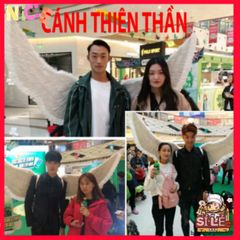 Cánh Hóa Trang Ma Quái Đen Trắng 160x90CM - Phụ Kiện Cosplay Độc Đáo với Lông Vũ Cao Cấp cho Tiệc Hóa Trang và Lễ Hội