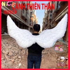 Cánh Hóa Trang Ma Quái Đen Trắng 160x90CM - Phụ Kiện Cosplay Độc Đáo với Lông Vũ Cao Cấp cho Tiệc Hóa Trang và Lễ Hội