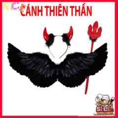 Cánh Ma Quỷ Cosplay Đen Trắng - Cánh Lông Vũ Hóa Trang Cho Halloween & Tiệc Tùng - Đồ Phụ Kiện Cosplay Chất Lượng Cao