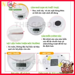 Cân Điện Tử Mini THE GARDEN B05 - Đo Chính Xác 1g-5kg, Hoàn Hảo Cho Làm Bánh, Thiết Kế Sang Trọng, Kèm 2 Viên Pin AAA