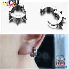 Khuyên Tai Inox Nam Hình Tròn Gai - Trang Sức Độc Đáo, Phong Cách Cá Tính, An Toàn Cho Sức Khỏe, Bảo Hành Vĩnh Viễn