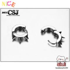Khuyên Tai Inox Nam Hình Tròn Gai - Trang Sức Độc Đáo, Phong Cách Cá Tính, An Toàn Cho Sức Khỏe, Bảo Hành Vĩnh Viễn
