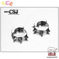 Khuyên Tai Inox Nam Hình Tròn Gai - Trang Sức Độc Đáo, Phong Cách Cá Tính, An Toàn Cho Sức Khỏe, Bảo Hành Vĩnh Viễn
