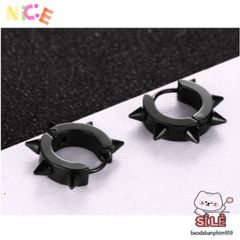 Khuyên Tai Inox Nam Hình Tròn Gai - Trang Sức Độc Đáo, Phong Cách Cá Tính, An Toàn Cho Sức Khỏe, Bảo Hành Vĩnh Viễn