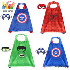 Áo choàng hóa trang siêu anh hùng Marvel, chất liệu Polyester nhẹ, kích thước 70x70cm, quà tặng lý tưởng cho tiệc sinh nhật và Halloween.