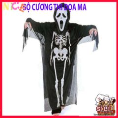 Bộ Trang Phục Halloween Hình Khung Xương - Áo Dài, Mặt Nạ & Găng Tay Xương - Đồ Hóa Trang Độc Đáo Cho Bữa Tiệc Ma Quái