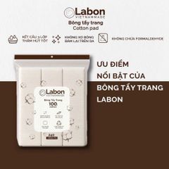 Bông Tẩy Trang Labon 240 Miếng 100% Cotton Tự Nhiên - Mềm Mịn, Thân Thiện Với Da Nhạy Cảm, Dùng Tẩy Trang, Thoa Toner, Đắp Lotion Mask