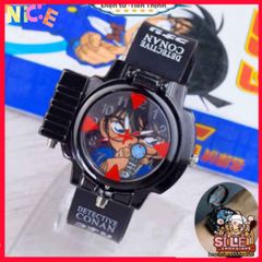 Đồng hồ trẻ em Edogawa Conan - Đồng hồ thời trang manga có đèn laser và kính lúp cho fan thám tử, quà tặng độc đáo cho trẻ em