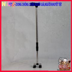 Gậy Tập Đi 4 Chân INOX Điều Chỉnh Chiều Cao - Dụng Cụ Hỗ Trợ Di Chuyển An Toàn, Bền Bỉ Cho Người Già và Người Khuyết Tật