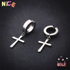 Khuyên Tai Titan Hình Thánh Giá BTN-6065 - Phụ Kiện Thời Trang Hàn Quốc Cá Tính, Độ Bền Cao, Giao Hàng Tận Nơi