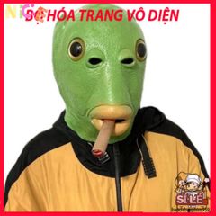 Mặt Nạ Silicone Xanh Hình Cá - Mặt Nạ Hóa Trang Vui Nhộn Cho Tiệc Halloween & Giáng Sinh, An Toàn và Độc Đáo