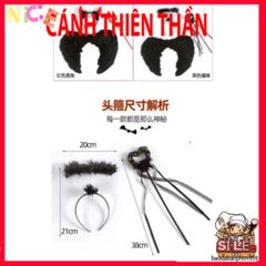 Bộ 3 Phụ Kiện Halloween - Cánh Đen Huyền Ảo và Đũa Phép Lông Quỷ Kỳ Diệu cho Trẻ Em - Trang Phục Tiệc Độc Đáo