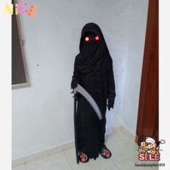 Bộ Trang Phục Thần Chết Halloween cho Người Lớn - Áo Dài, Găng Tay & Mặt Nạ Bí Ẩn (1,65m-1,8m)