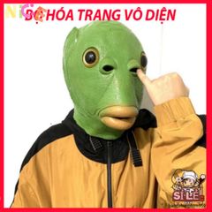 Mặt Nạ Hóa Trang Quái Thú Đầu Cá Màu Xanh Lá cho Tiệc Halloween - Phụ Kiện Cosplay Độc Đáo và Thú Vị