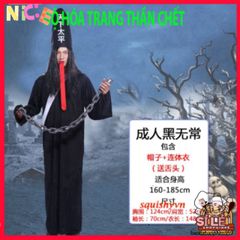 Bộ Trang Phục Halloween Thần Chết Scream - Quái Vật Hắc Bạch Vô Thường Với Áo Choàng, Găng Tay, Kính LED - Ấn Tượng Và Độc Đáo!