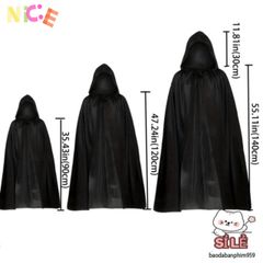 Áo Choàng Halloween 2 Lớp Đen Đỏ - Hóa Thân Thần Chết Phù Thủy Độc Đáo, Trang Phục Cosplay Mùa Lễ Hội
