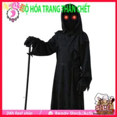 Bộ Trang Phục Thần Chết Halloween Cho Trẻ Em - Gói Đồ Hóa Trang Đầy Đủ Cùng Mũ, Áo Choàng, Găng Tay và Kính Đen