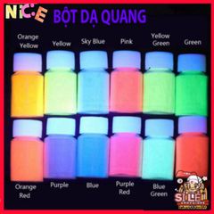 Bột Màu Dạ Quang 12 Màu - Hũ Phát Sáng Trong Bóng Tối Cho Trang Trí Resin và Nghệ Thuật Thủ Công