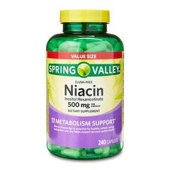 Viên uống Spring Valley Niacin 500mg 240 viên – Hỗ trợ chuyển hóa, tăng năng lượng, tốt cho thần kinh, vitamin B3 Mỹ