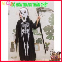 Bộ Trang Phục Thần Chết Cho Trẻ Em - Áo Choàng, Mặt Nạ & Lưỡi Hái Halloween, Hóa Trang Độc Đáo Dành Cho Tiệc Ma Quái