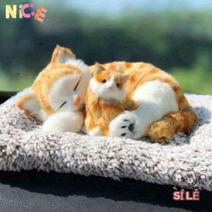 Gấu Bông Mèo Mẹ Con Khử Mùi Than Hoạt Tính - Trang Trí và Lọc Không Khí Cho Xe Ô Tô và Nhà Cửa Dễ Thương 28cm