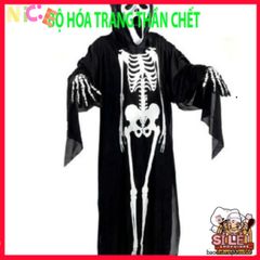 Bộ đồ hóa trang thần chết Halloween với mặt nạ và áo xương ma quái - Thời trang tiệc tùng độc đáo cho lễ hội cho người yêu thích ma mị
