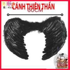 Cánh Cục Cưng - Phụ Kiện Cosplay Lông Vũ Đen Trắng Huyền Bí Cho Lễ Hội Halloween Và Biểu Diễn Sanh Động