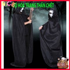 Bộ Trang Phục Thần Chết Halloween Cao Cấp - Áo Quần Ma Quái Cho Nam Nữ Với Mặt Nạ Ám Ảnh, Găng Tay Ấn Tượng