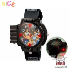 Đồng Hồ Thời Trang Trẻ Em Conan - Hình Ảnh Edogawa và Kid Ran Mori, Tính Năng Kính Lúp, Đèn Laser - Quà Tặng Manga Nhật Bản
